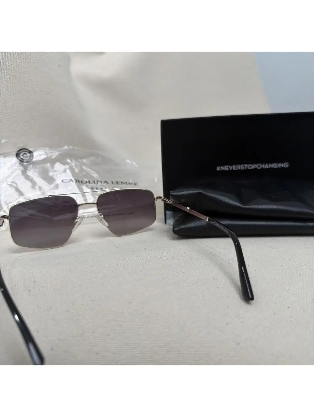 Carolina Lemke Berlin Sunglasses Rose Gold Navigator Double Bridge New